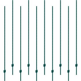 VEVOR 7 Feet Fence Post 10 Pack T-Post Heavy Duty Metal Fence Posts Green