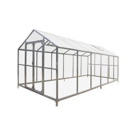 8' x 20' Greenhouse with Galvanized Steel Frame, Polycarbonate Twin-Wall Roof and Crystal-Clear Solid Walls TMG-GH821