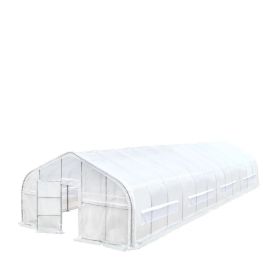 20' x 60' Tunnel Greenhouse Grow Tent w/12 Mil Ripstop Leno Mesh Cover, Cold Frame, Roll-up Windows, Peak Ceiling Roof, TMG-GH2060