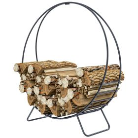 Outsunny 40" Firewood Rack with Waterproof Cover, Heavy Duty Wood Storage Holder Log Rack for Indoor Outdoor, Black