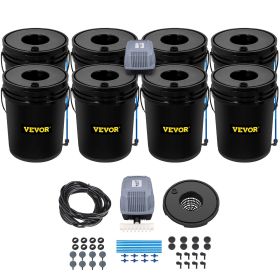 VEVOR DWC Hydroponic System, 5 Gallon 8 Buckets, Deep Water Culture Growing Bucket, Hydroponics Grow Kit with Pump, Air Stone and Water Level Dev