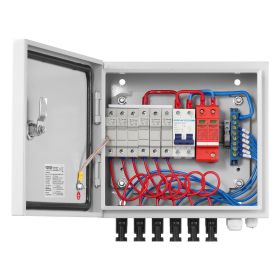 VEVOR Solar PV Combiner Box 6 String 10A for Solar Panel System Steel Case IP65