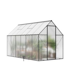 6x12 Outdoor Greenhouse - Walk-in Heavy Duty Storage Shed with Adjustable Vent Window&Lockable Hinged Door,Polycarbonate Greenhouses for Garden P