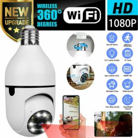 IR E27 Light Bulb Camera 1080P HD Wireless Wifi Smart Home Security Camera (Color: White)