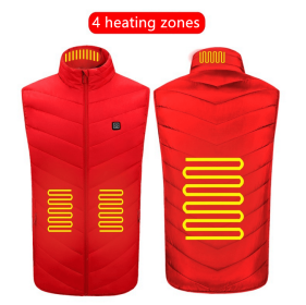 Heated Vest Washable Usb Charging Electric (Color: 4zone red, size: 4XL)