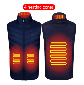 Heated Vest Washable Usb Charging Electric (Color: 4zone blue, size: S)