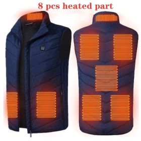 Heated Vest Washable Usb Charging Electric (Color: Zone 8blue, size: 3XL)