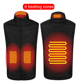 Heated Vest Washable Usb Charging Electric (Color: 4zone black, size: XL)
