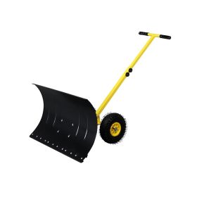 Outdoor T-Handle Snow Shovel with Wheels (Color: As pic show, Type: Style B)